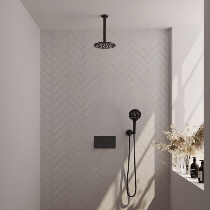 Brauer Carving 5-S-194 thermostatische inbouw regendouche met drukknoppen SET 59 mat zwart