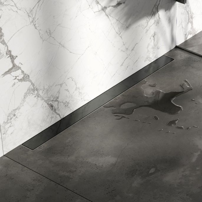 Brauer DR-MRFW90GM douchegoot met multifunctioneel rooster en flens voor wandmontage 7 x 90cm gunmetal geborsteld PVD