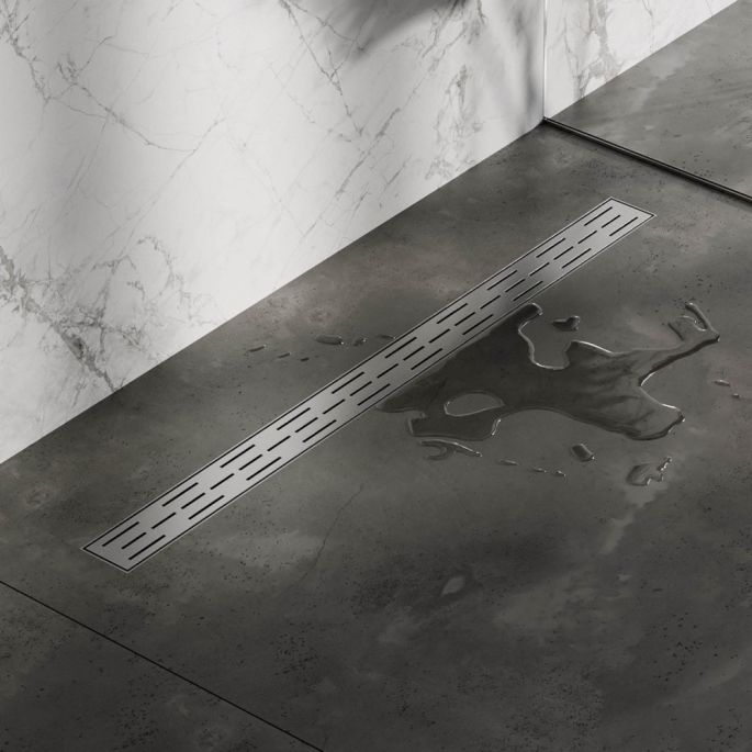 Brauer DR-SRF100NG douchegoot met standaard rooster en flens 7 x 100cm RVS geborsteld