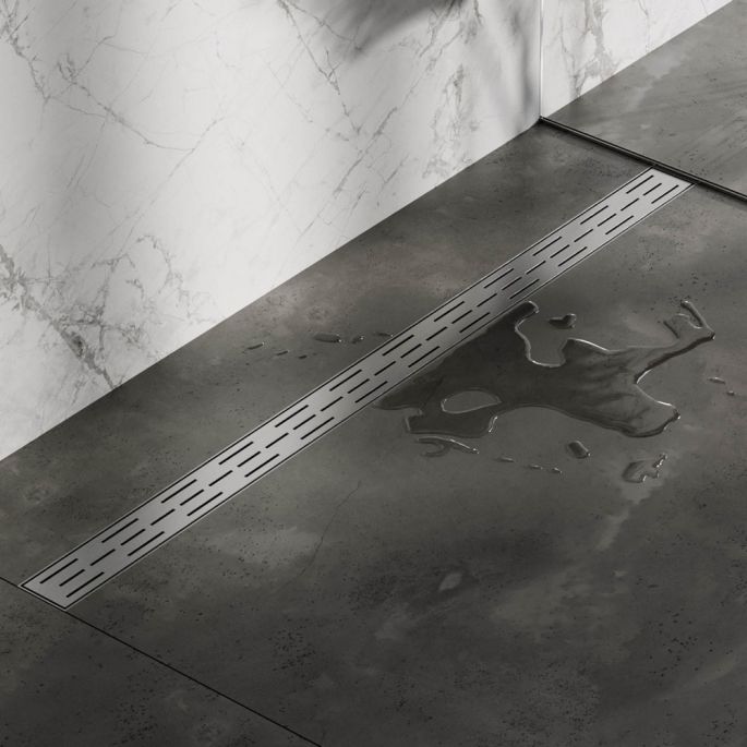 Brauer DR-SRF110NG douchegoot met standaard rooster en flens 7 x 110cm RVS geborsteld