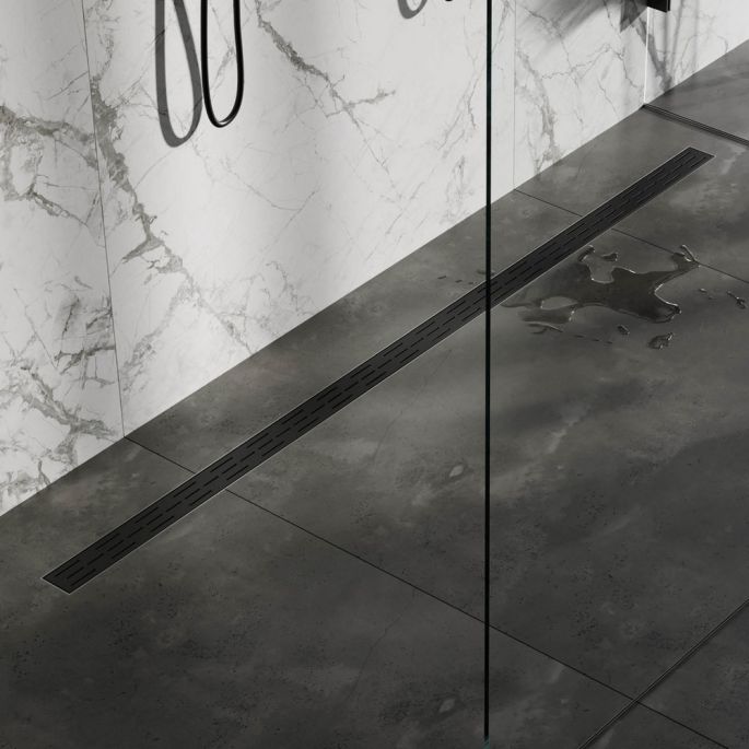 Brauer DR-SRF180S shower drain with standard grating and flange 7 x 180cm matt black