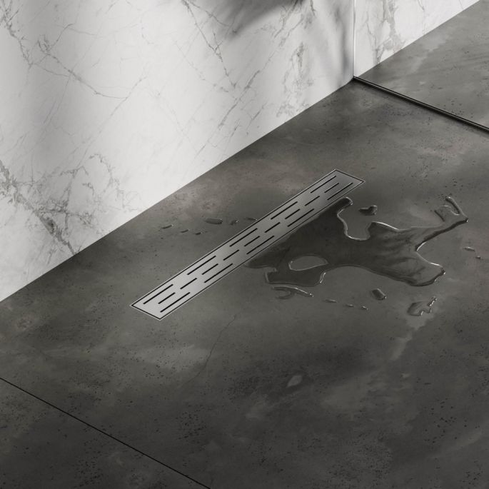 Brauer DR-SRF50NG douchegoot met standaard rooster en flens 7 x 50cm RVS geborsteld