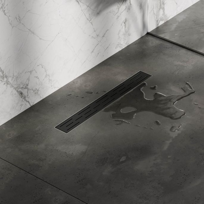 Brauer DR-SRF60S douchegoot met standaard rooster en flens 7 x 60cm mat zwart