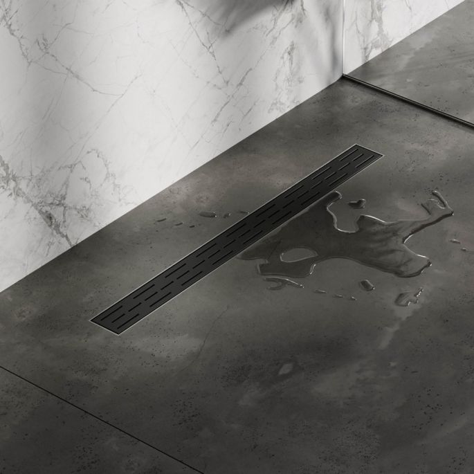 Brauer DR-SRF70S douchegoot met standaard rooster en flens 7 x 70cm mat zwart