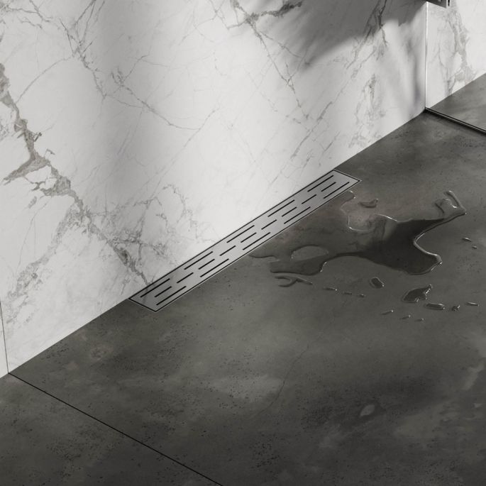 Brauer DR-SRFW60NG douchegoot met standaard rooster en flens voor wandmontage 7 x 60cm RVS geborsteld