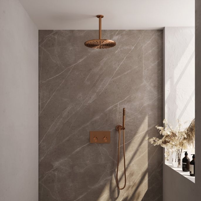 Brauer Edition 5-GK-165 thermostatische inbouw regendouche met drukknoppen SET 54 koper geborsteld PVD