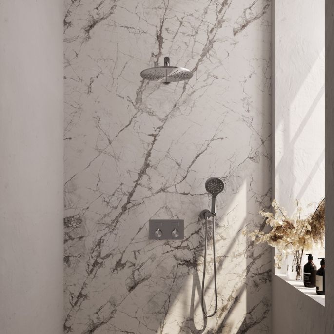 Brauer Edition 5-NG-167 thermostatische inbouw regendouche met drukknoppen SET 56 RVS geborsteld PVD