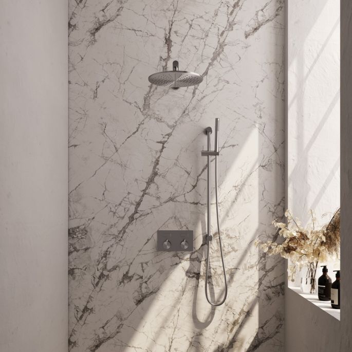 Brauer Edition 5-NG-173 thermostatische Unterputz-Regenbrause mit Drucktasten SET 62 Edelstahl gebürstet PVD