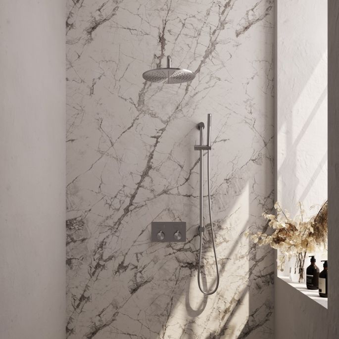 Brauer Edition 5-NG-175 thermostatic concealed rain shower with push buttons SET 64 stainless steel brushed PVD