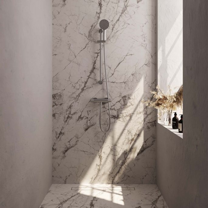 Brauer Carving 5-NG-086-2 surface-mounted shower thermostatic valve SET 02 stainless steel brushed PVD