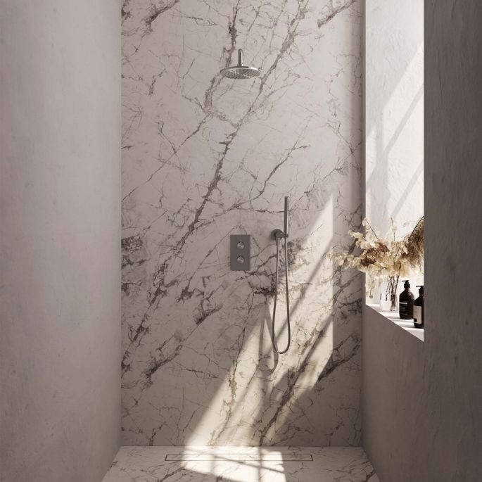 Brauer Carving 5-NG-123 thermostatische inbouw regendouche 3-weg omstelling SET 27 RVS geborsteld PVD