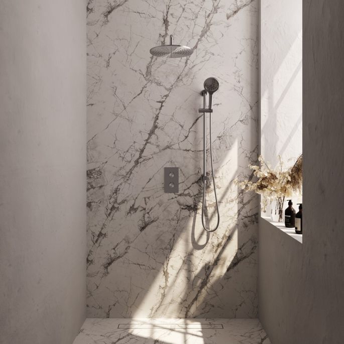 Brauer Carving 5-NG-142 thermostatic concealed rain shower 3-way diverter SET 46 stainless steel brushed PVD