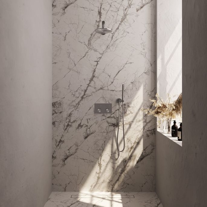 Brauer Carving 5-NG-184 thermostatische inbouw regendouche met drukknoppen SET 49 RVS geborsteld PVD