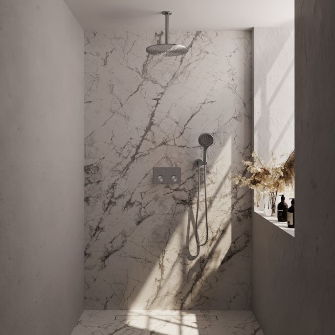 Brauer Carving 5-NG-195 thermostatic concealed rain shower with push buttons SET 60 stainless steel brushed PVD