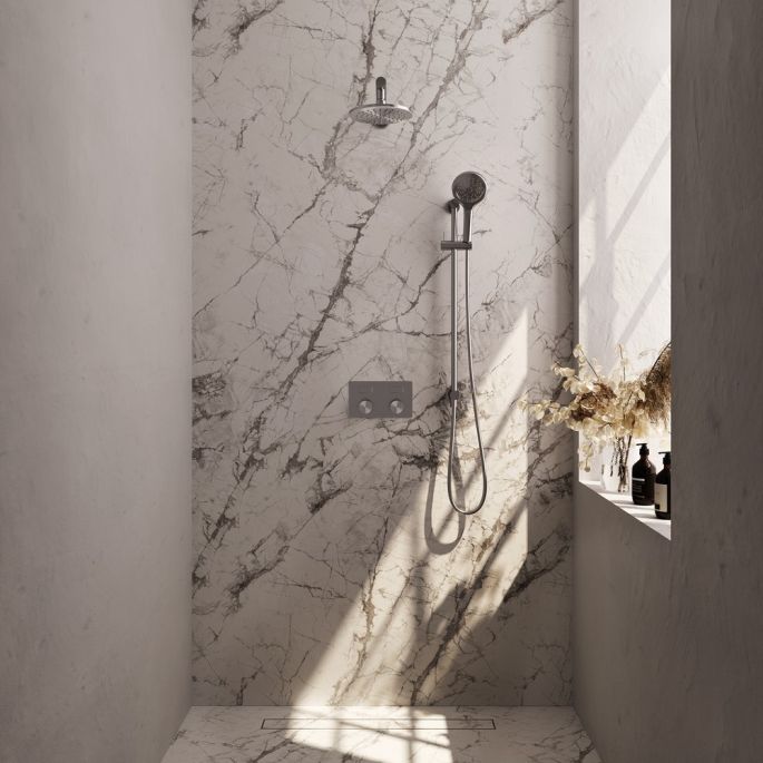 Brauer Carving 5-NG-202 thermostatic concealed rain shower with push buttons SET 67 stainless steel brushed PVD