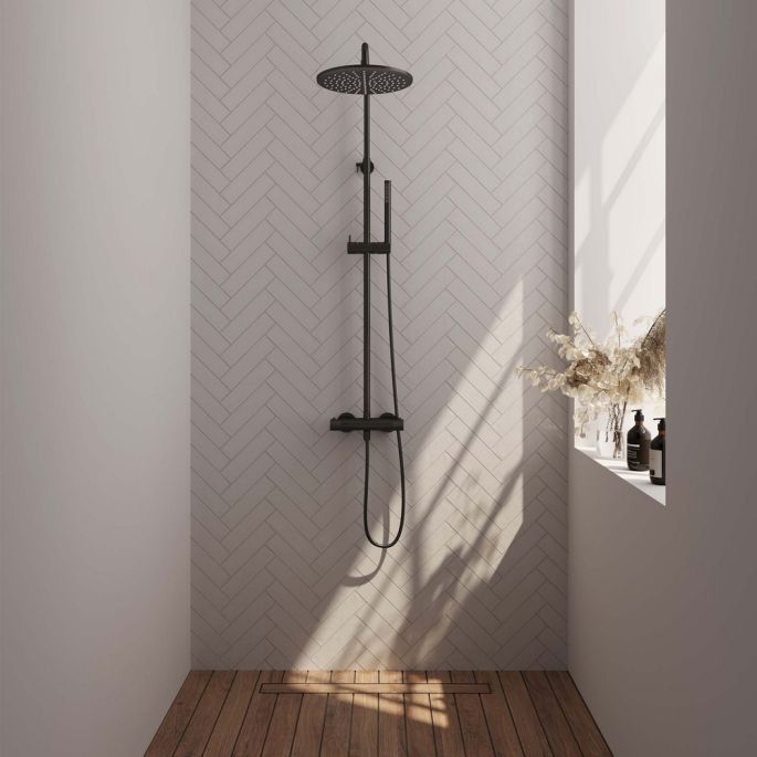 Brauer Carving 5-S-087-3 surface-mounted thermostatic rain shower SET 03 matte black