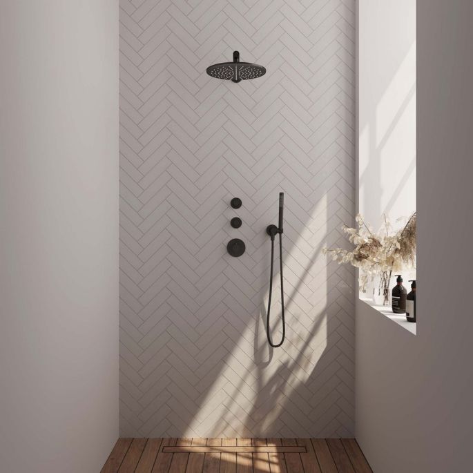 Brauer Carving 5-S-098 thermostatische inbouw regendouche SET 02 mat zwart