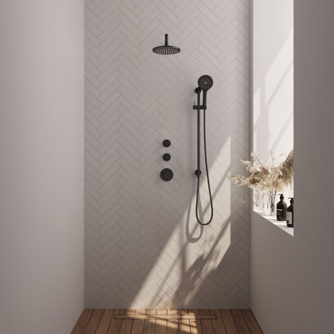Brauer Carving 5-S-117 thermostatic concealed rain shower SET 21 matte black