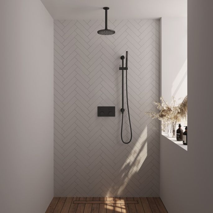 Brauer Carving 5-S-200 thermostatic concealed rain shower with push buttons SET 65 matt black