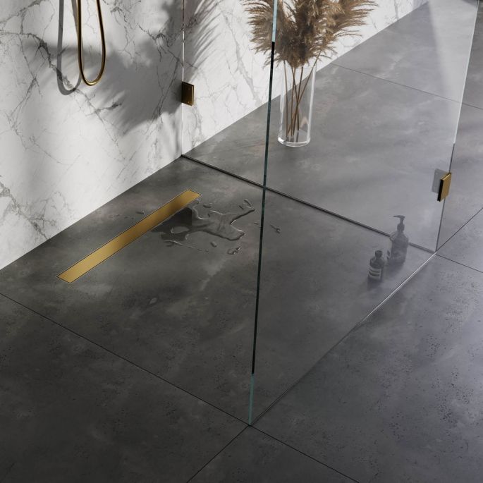 Brauer DR-MRF70GG douchegoot met multifunctioneel rooster en flens 7 x 70cm goud geborsteld PVD