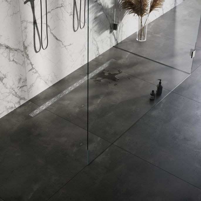 Brauer DR-SRF160NG douchegoot met standaard rooster en flens 7 x 160cm RVS geborsteld