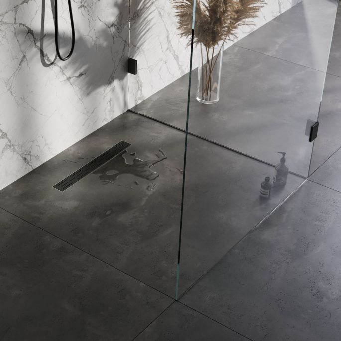 Brauer DR-SRF60S douchegoot met standaard rooster en flens 7 x 60cm mat zwart