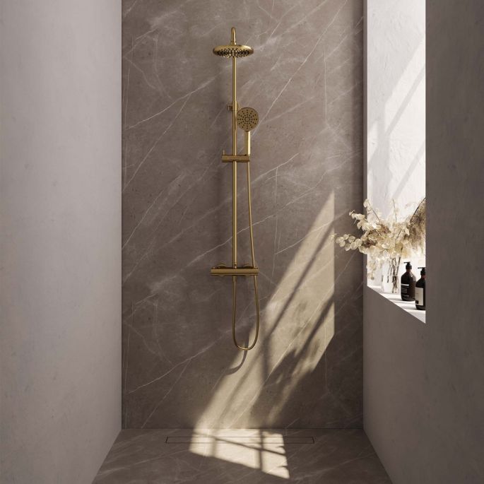 Brauer Edition 5-GG-007-2 surface-mounted thermostatic rain shower SET 02 gold brushed PVD