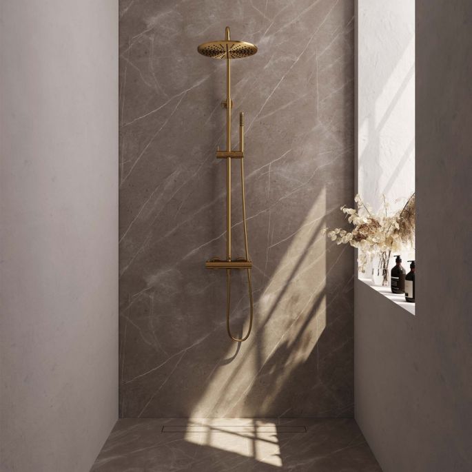 Brauer Edition 5-GG-007-3 surface-mounted thermostatic rain shower SET 03 gold brushed PVD