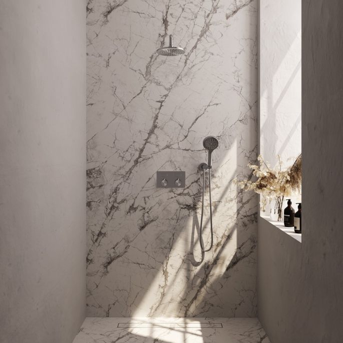 Brauer Edition 5-NG-168 thermostatic concealed rain shower with push buttons SET 57 stainless steel brushed PVD