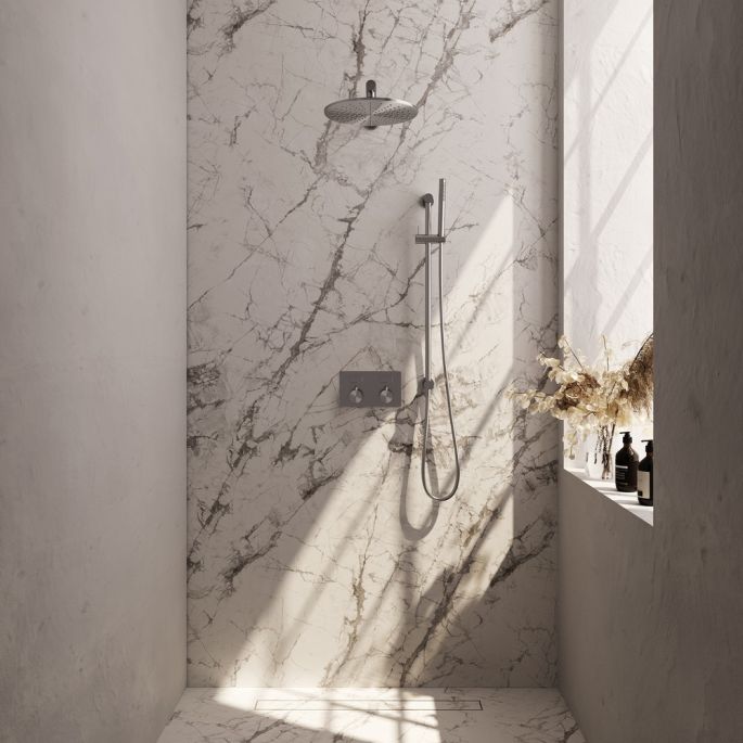 Brauer Edition 5-NG-173 thermostatische Unterputz-Regenbrause mit Drucktasten SET 62 Edelstahl gebürstet PVD