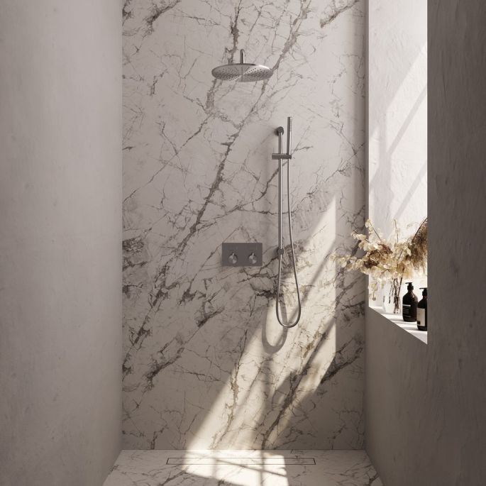 Brauer Edition 5-NG-175 thermostatic concealed rain shower with push buttons SET 64 stainless steel brushed PVD