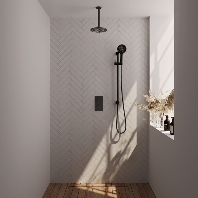 Brauer Edition 5-S-072 thermostatic concealed rain shower 3-way diverter SET 47 matte black