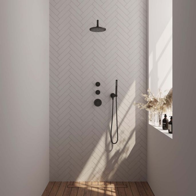 Brauer Edition 5-S-074 thermostatische inbouw regendouche SET 03 mat zwart