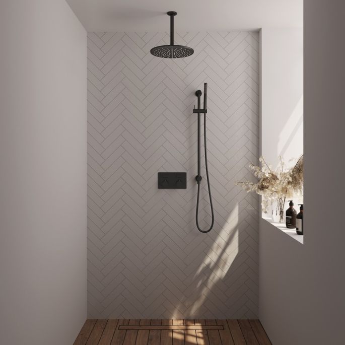 Brauer Edition 5-S-177 thermostatische inbouw regendouche met drukknoppen SET 66 mat zwart