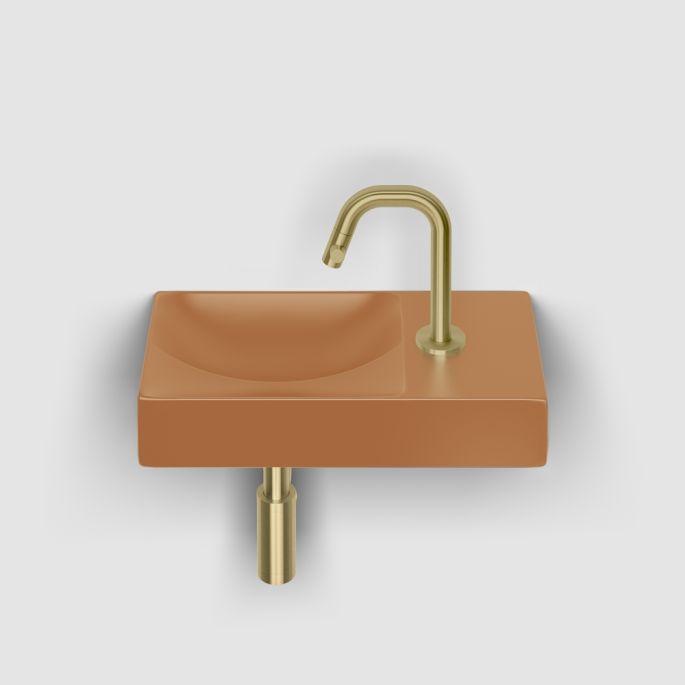 Clou Vale CL033616101R Handwaschbecken 38x19cm mit Hahnloch rechts Italienische Sandkeramik