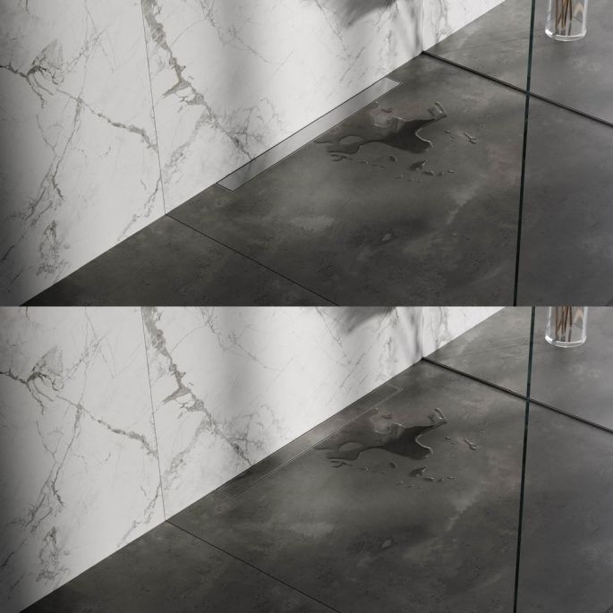 Brauer DR-MRFW80NG douchegoot met multifunctioneel rooster en flens voor wandmontage 7 x 80cm RVS geborsteld