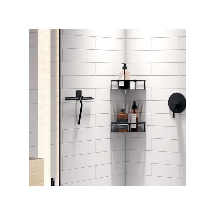 Smedbo Sideline DB2140 shower wiper with adhesive holder black stainless steel