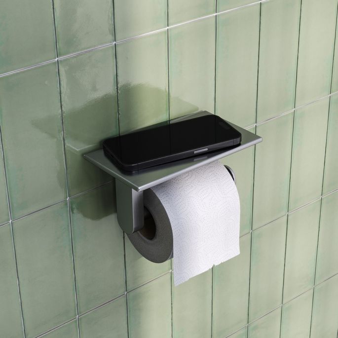 Brauer 5-NG-223 toilet roll holder with shelf stainless steel brushed pvd