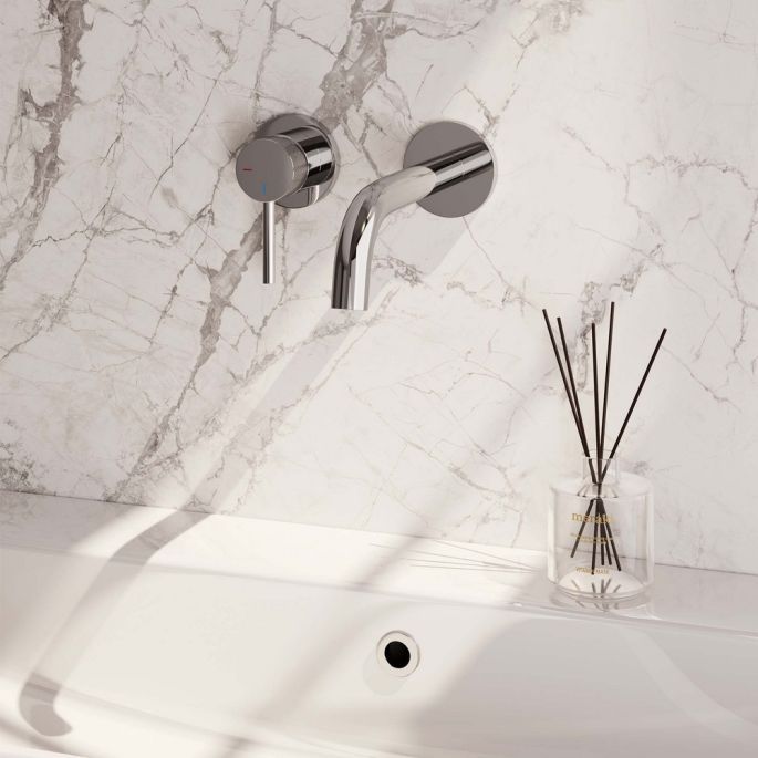 Brauer Carving 5-CE-083-B6-65 concealed basin mixer with curved spout and rosettes model A2 chrome