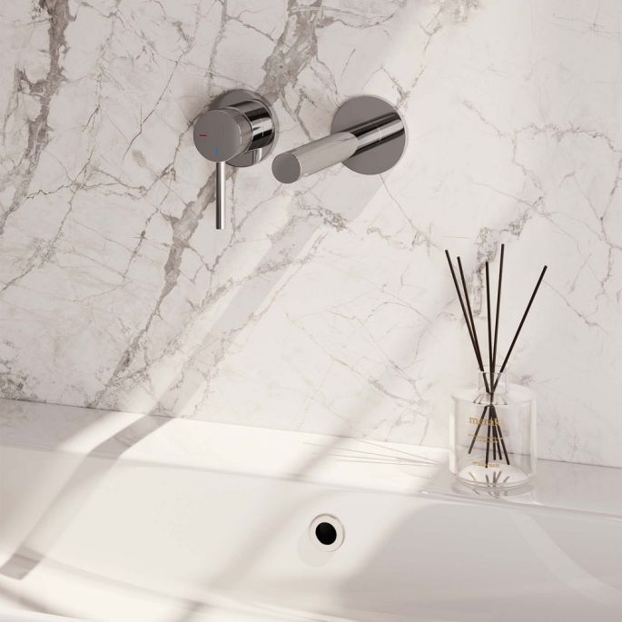 Brauer Carving 5-CE-083-S6-65 inbouw wastafelmengkraan met rechte uitloop en rozetten model A2 chroom