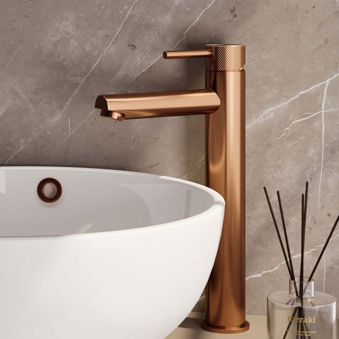 Brauer Carving 5-GK-002-HD6 raised surface-mounted basin mixer model A copper brushed PVD