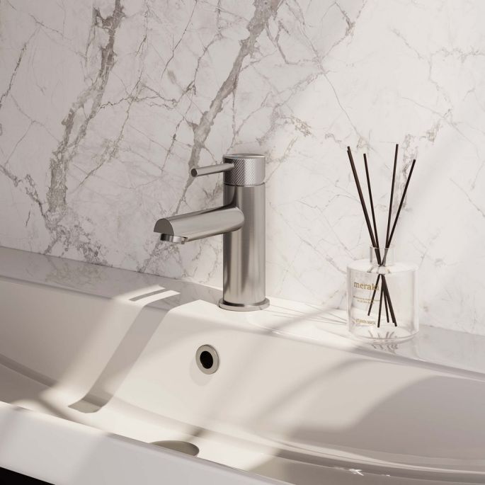 Brauer Carving 5-NG-001-HD6 low surface-mounted basin mixer model A stainless steel brushed PVD