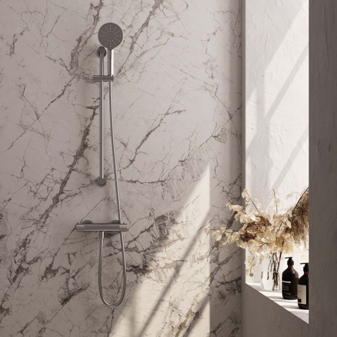 Brauer Carving 5-NG-086-2 surface-mounted shower thermostatic valve SET 02 stainless steel brushed PVD