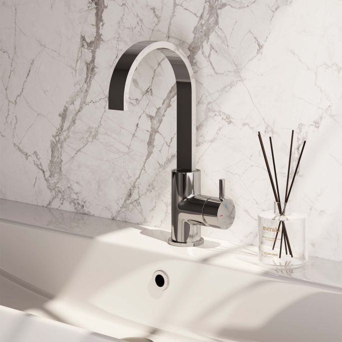 Brauer Edition 5-CE-003-S2 hoge opbouw wastafelmengkraan met draaibare platte uitloop model B chroom