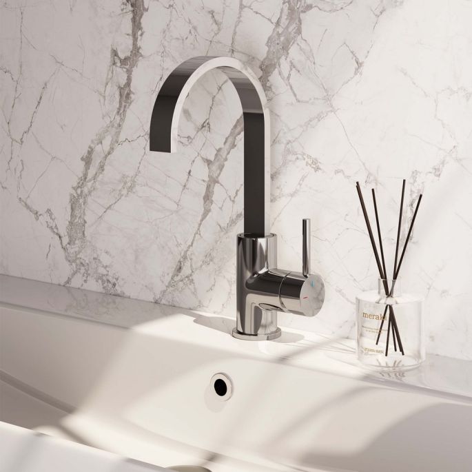 Brauer Edition 5-CE-003-S3 hoge opbouw wastafelmengkraan met draaibare platte uitloop model A chroom