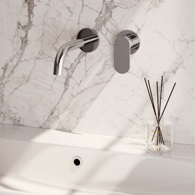 Brauer Edition 5-CE-004-B3-65 concealed basin mixer with curved spout and rosettes model C1 chrome