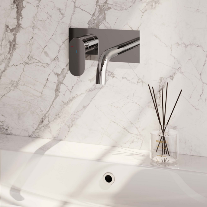 Brauer Edition 5-CE-083-B3 concealed basin mixer with curved spout and cover plate model C2 chrome