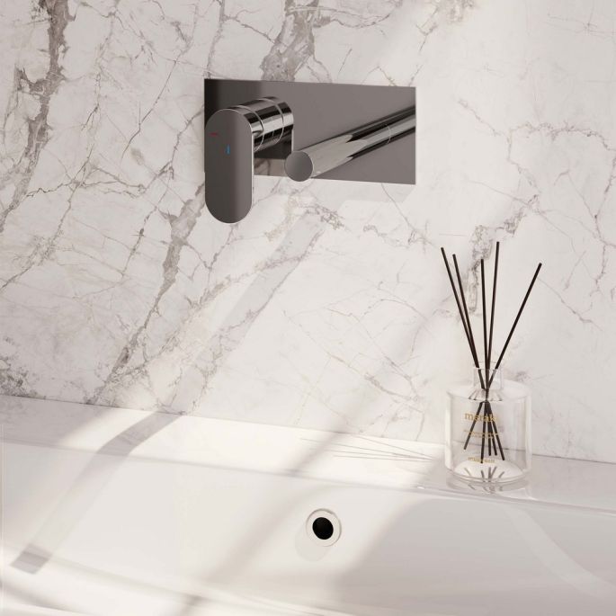 Brauer Edition 5-CE-083-S3 inbouw wastafelmengkraan met rechte uitloop en afdekplaat model C2 chroom