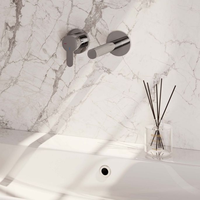 Brauer Edition 5-CE-083-S4-65 inbouw wastafelmengkraan met rechte uitloop en rozetten model D2 chroom