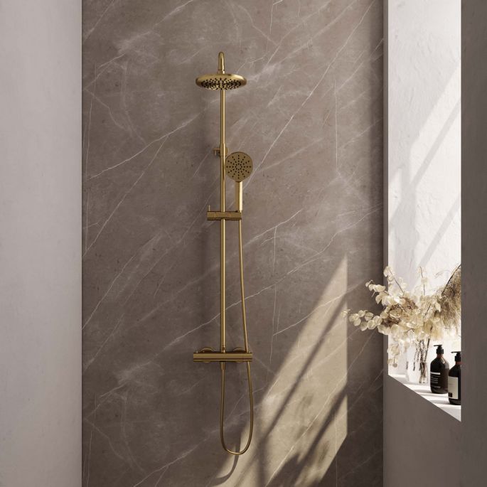 Brauer Edition 5-GG-007-2 surface-mounted thermostatic rain shower SET 02 gold brushed PVD